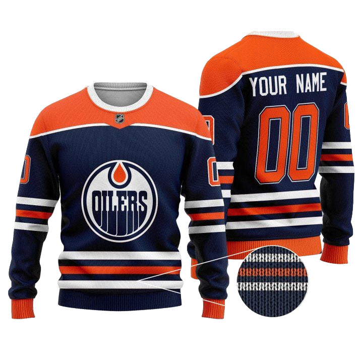 Custom Name Number Nhl Edmonton Oilers Navy Sweater ? Usalast