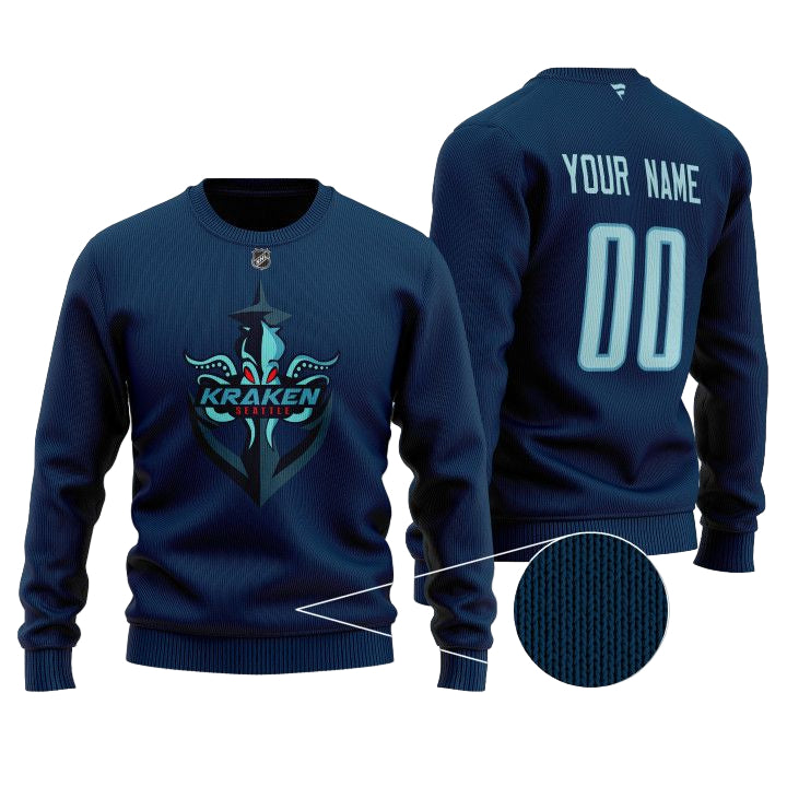 Custom Name Number Nhl Seattle Kraken Premium Sweater ? Usalast