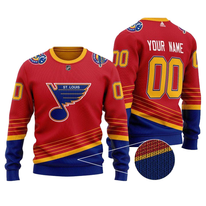 Custom Name Number Nhl St Louis Blues Red Sweater ? Usalast