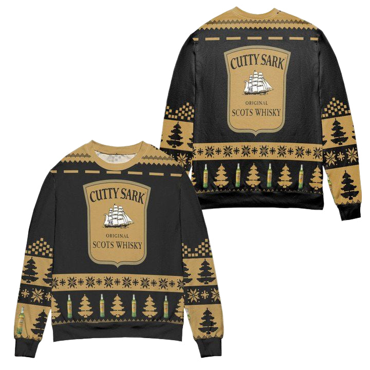 Cutty Sark Scotch Whisky Ugly Christmas Sweater ? Black Brown ? Usalast