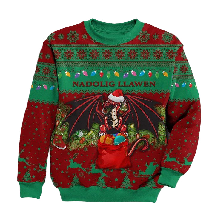 Cymru Christmas Sweater Warm Vibes ? Green Red K8 ? Usalast