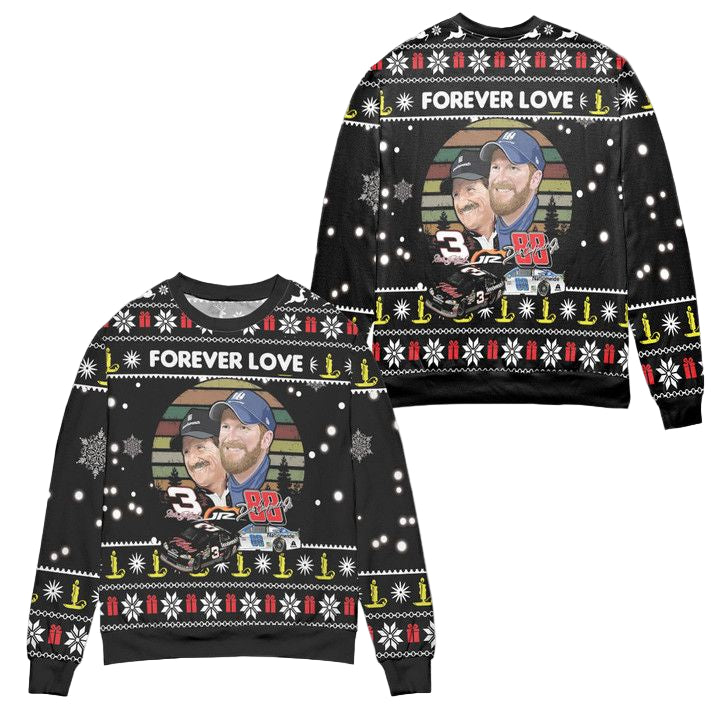 Dale Earnhardt Jr And His Dad Forever Love Ugly Christmas Sweater ? Black ? Usalast