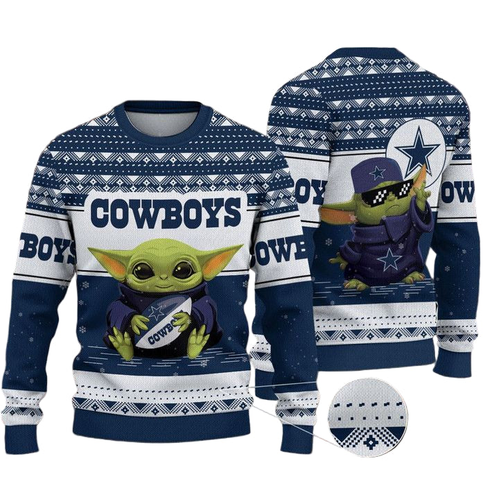 Dallas Cowboys Baby Yoda Merry Christmas Knitted Ugly Sweater ? Usalast