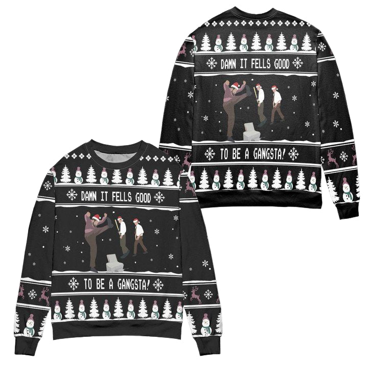 Damn It Fells Good To Be A Gangsta Ugly Christmas Sweater ? Black ? Usalast