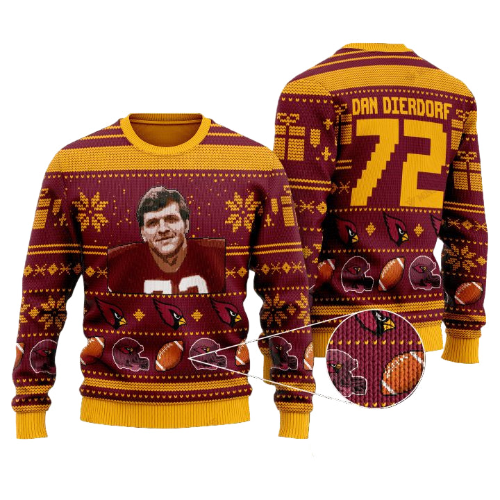 Dan Dierdorf 72 Arizona Cardinals Nfl Christmas Sweater ? Usalast