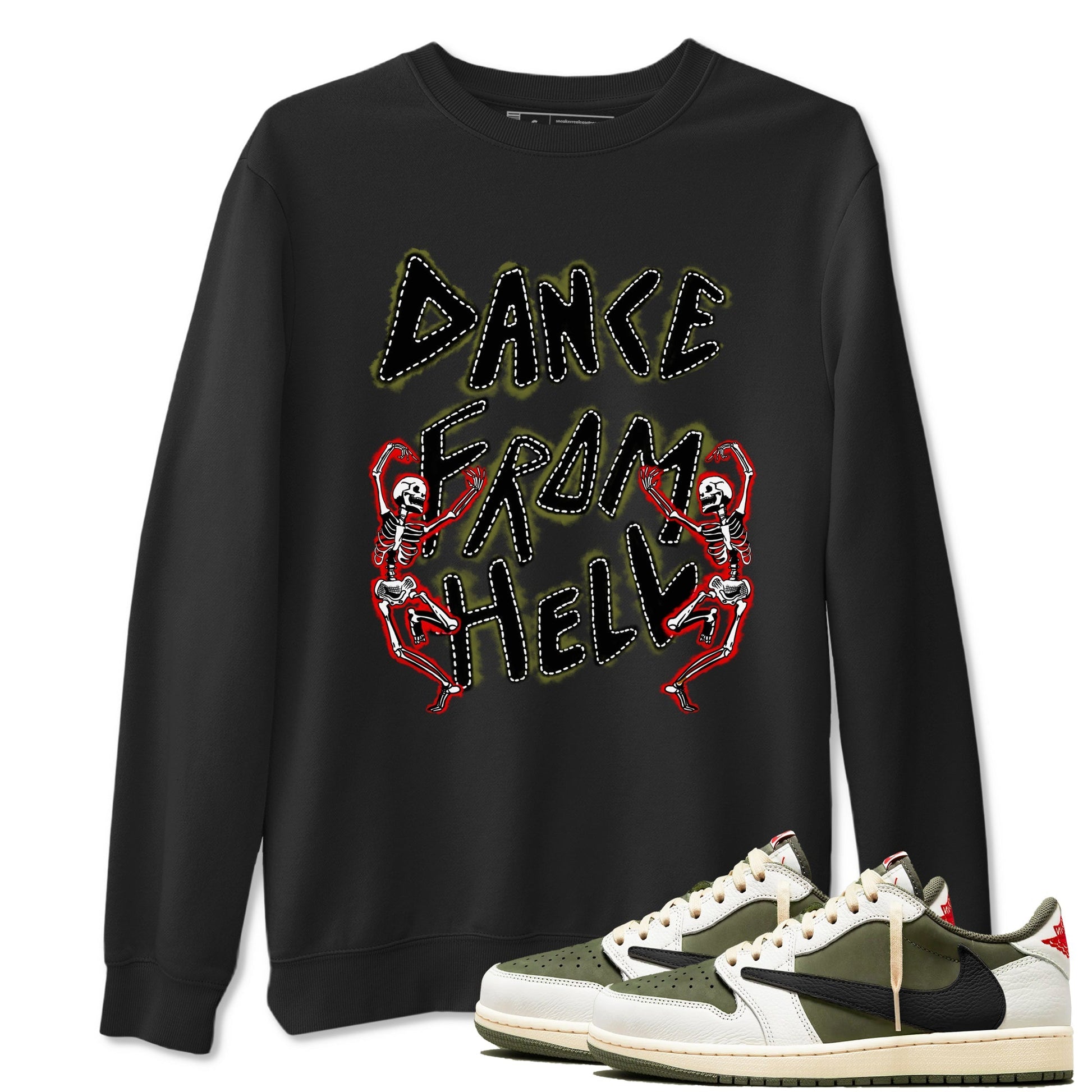 Dance From Hell Sneaker Tees - Air Jordan 1 Travis Scott Medium Olive