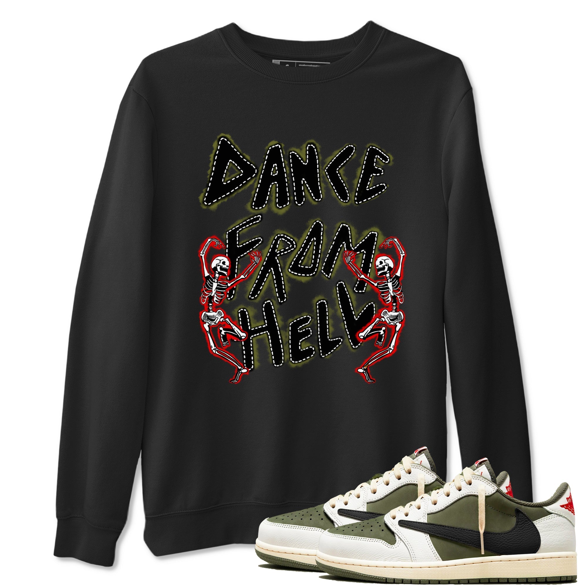 Dance From Hell Sneaker Tees - Air Jordan 1 Travis Scott Medium Olive