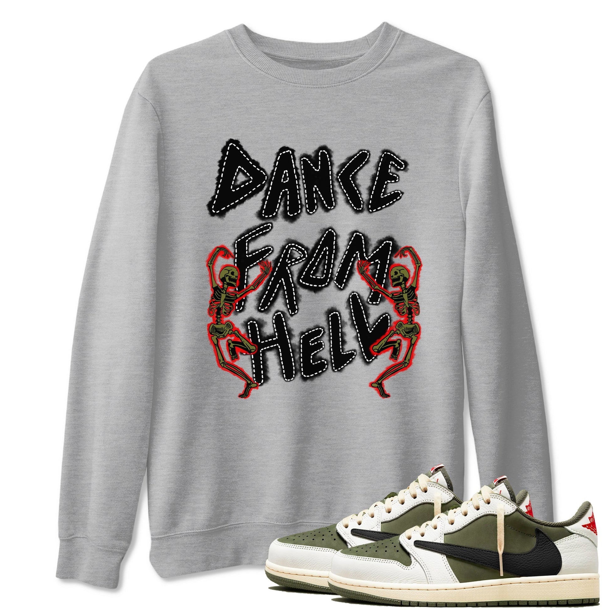 Dance From Hell Sneaker Tees - Air Jordan 1 Travis Scott Medium Olive