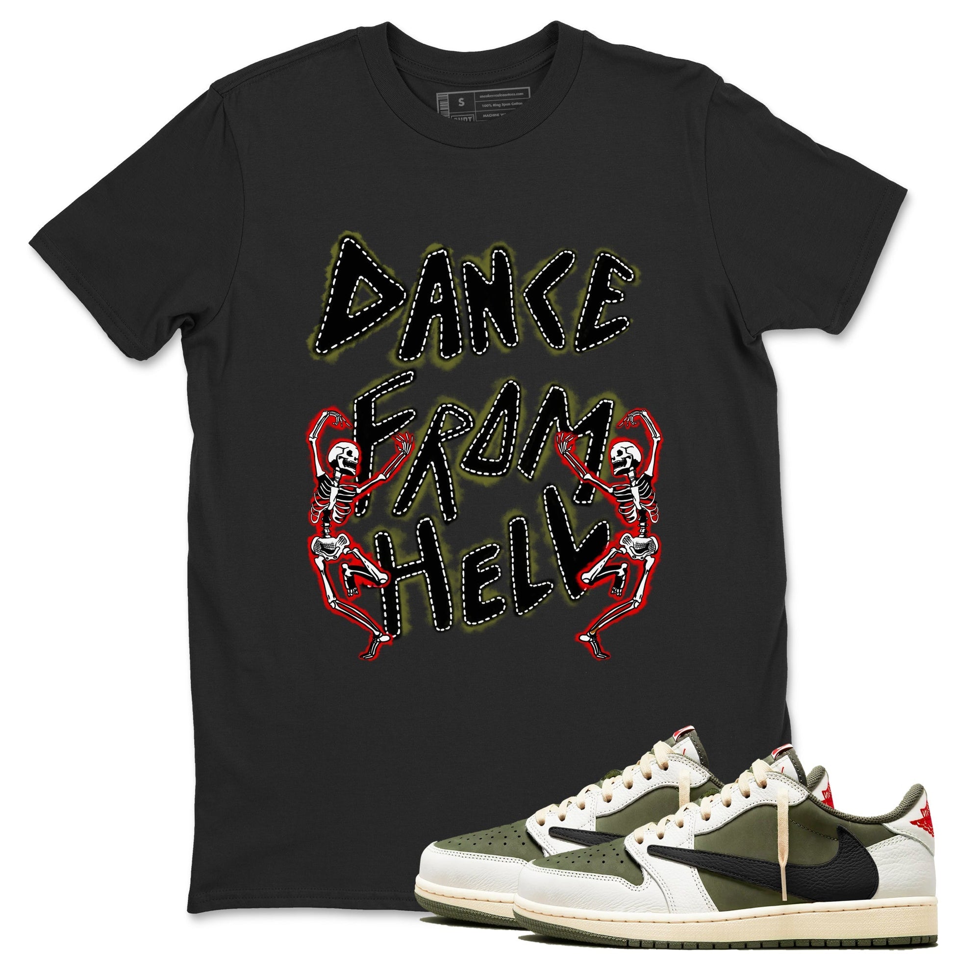 Dance From Hell Sneaker Tees - Air Jordan 1 Travis Scott Medium Olive