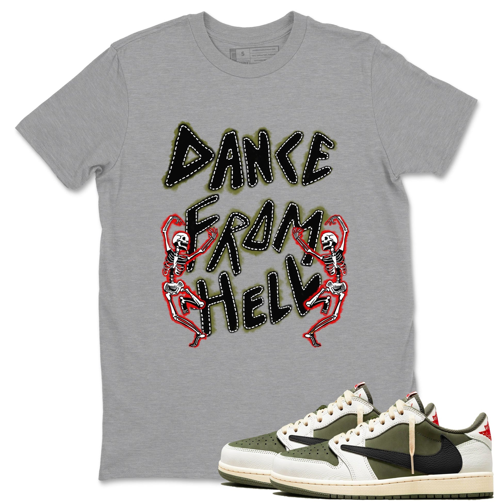 Dance From Hell Sneaker Tees - Air Jordan 1 Travis Scott Medium Olive