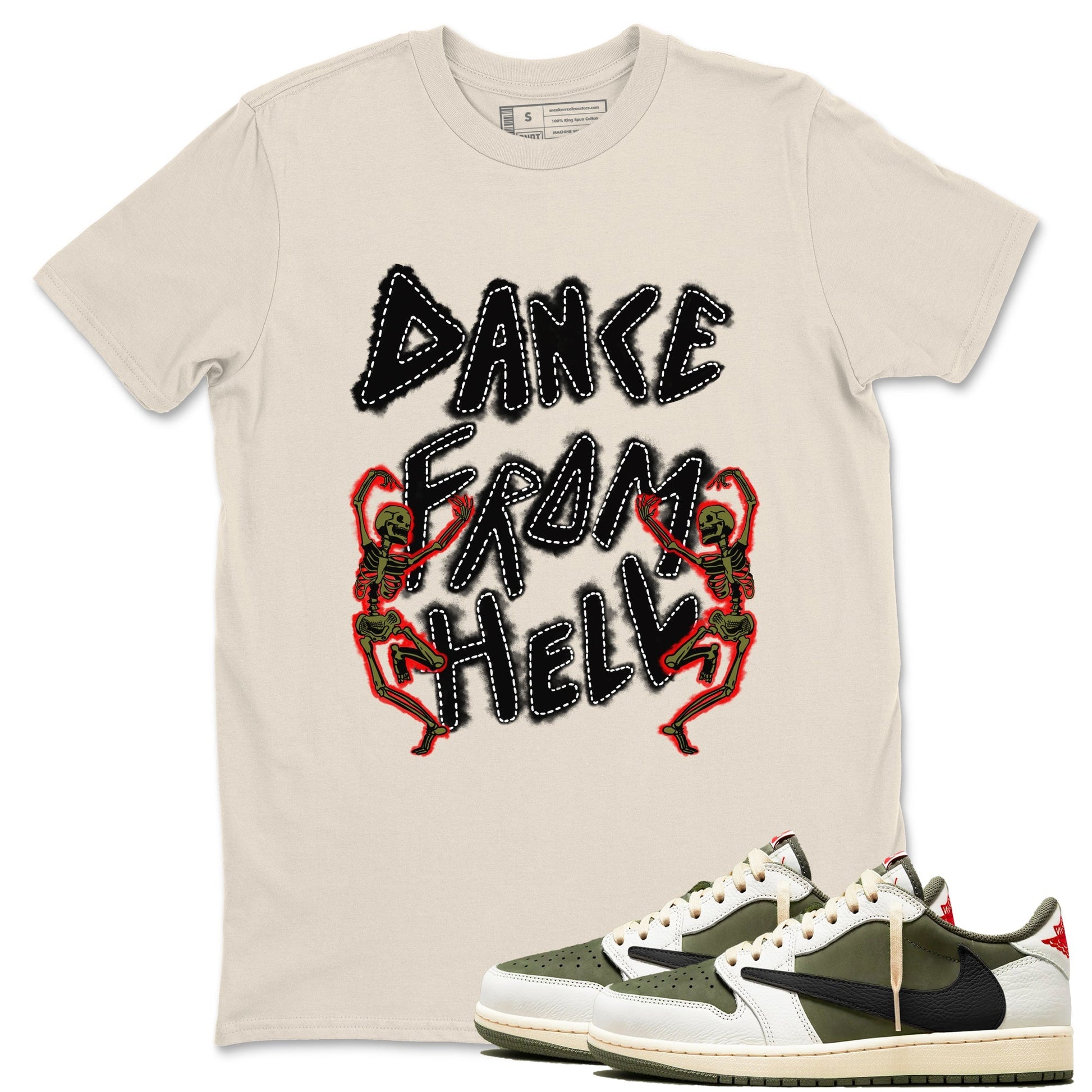 Dance From Hell Sneaker Tees - Air Jordan 1 Travis Scott Medium Olive