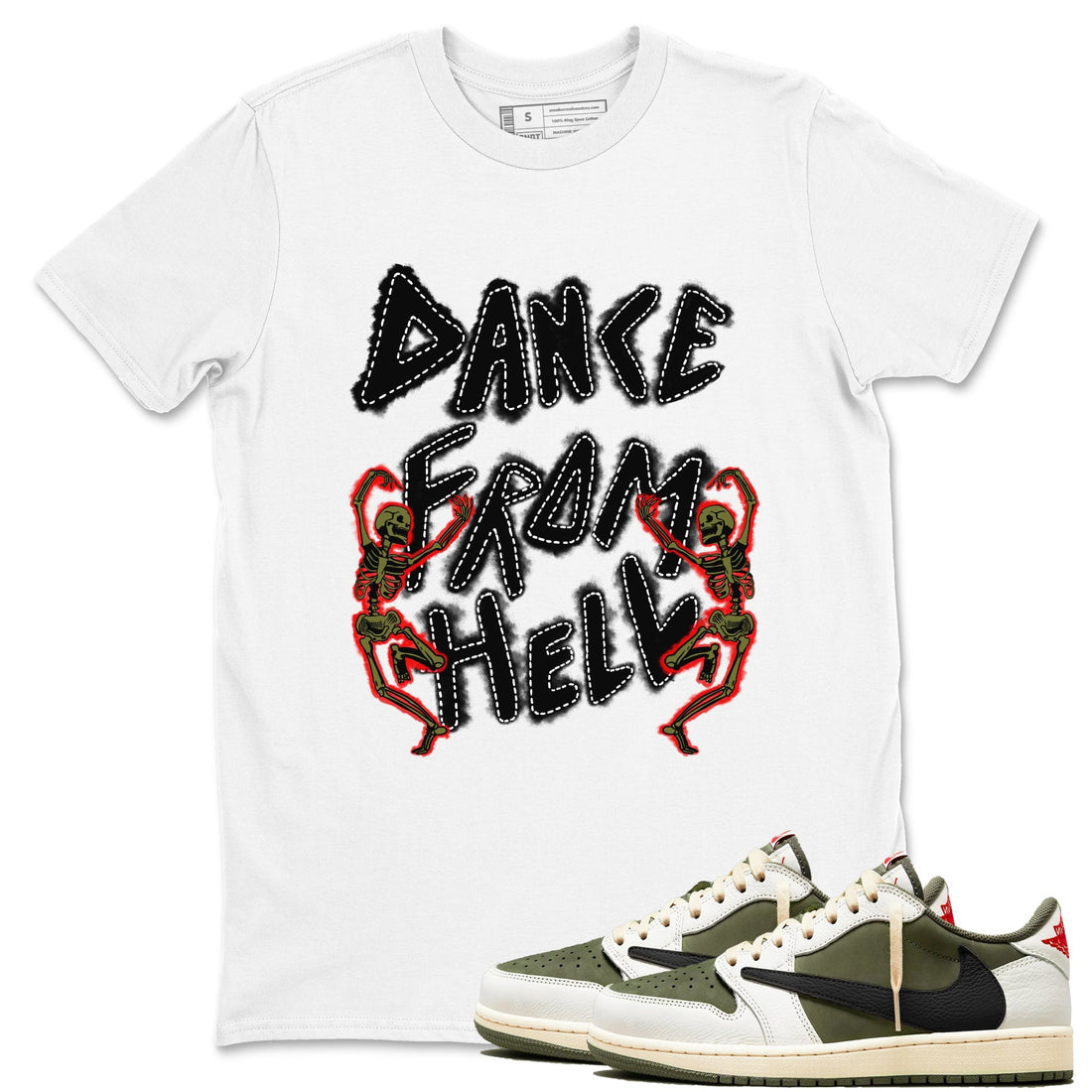 Dance From Hell Sneaker Tees - Air Jordan 1 Travis Scott Medium Olive