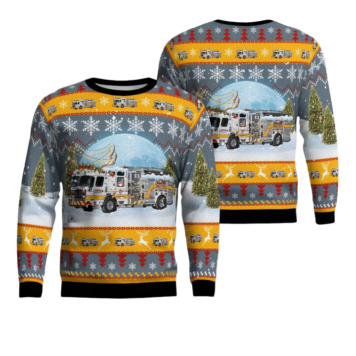 Davie Broward County Florida Davie Fire Rescue Department Christmas Sweater 3D ? Usalast