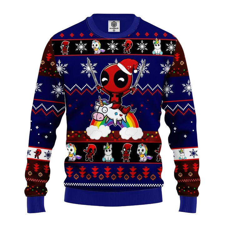 Deadpool Unicorn Christmas Sweater Blue 1 Amazing Gift Idea Thanksgiving Gift ? Usalast