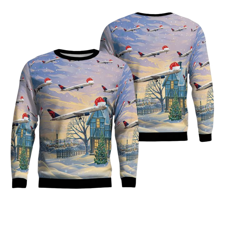 Delta Air Lines Boeing 757-232 Christmas Sweater 3D ? Usalast