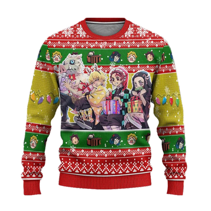 Demon Slayer Anime Ugly Christmas Sweater Characters Xmas Gift ? Usalast