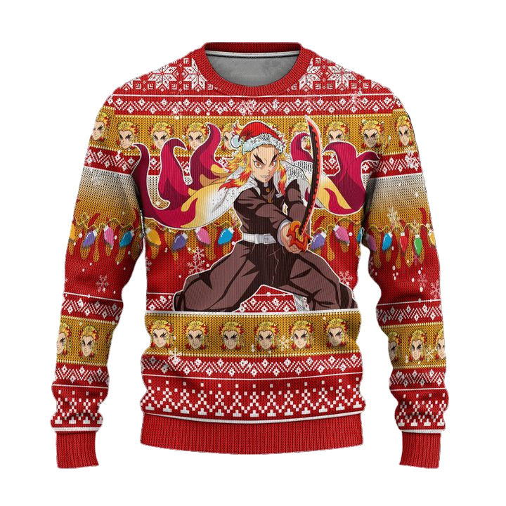 Demon Slayer Kyojuro Rengoku Anime Ugly Christmas Sweater Xmas Gift ? Usalast