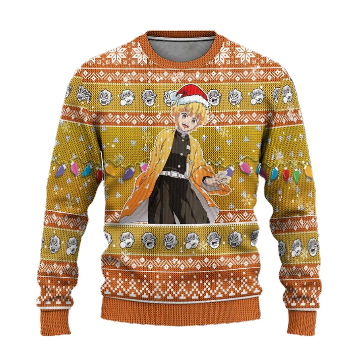 Demon Slayer Zenitsu Agatsuma Anime Ugly Christmas Sweater Xmas Gift ? Usalast