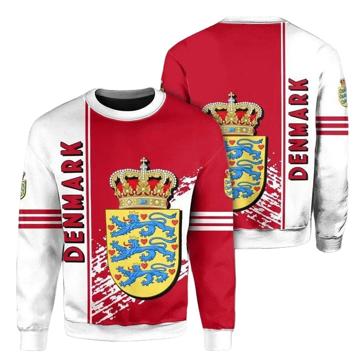 Denmark Coat Of Arms Sweater Quarter Style J7 ? Usalast