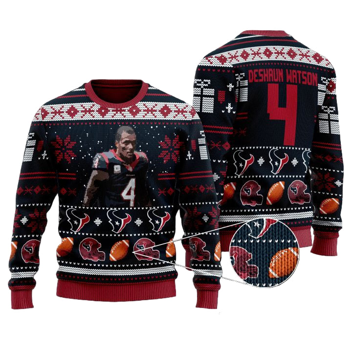 Deshaun Watson 4 Houston Texans Nfl Christmas Sweater ? Usalast