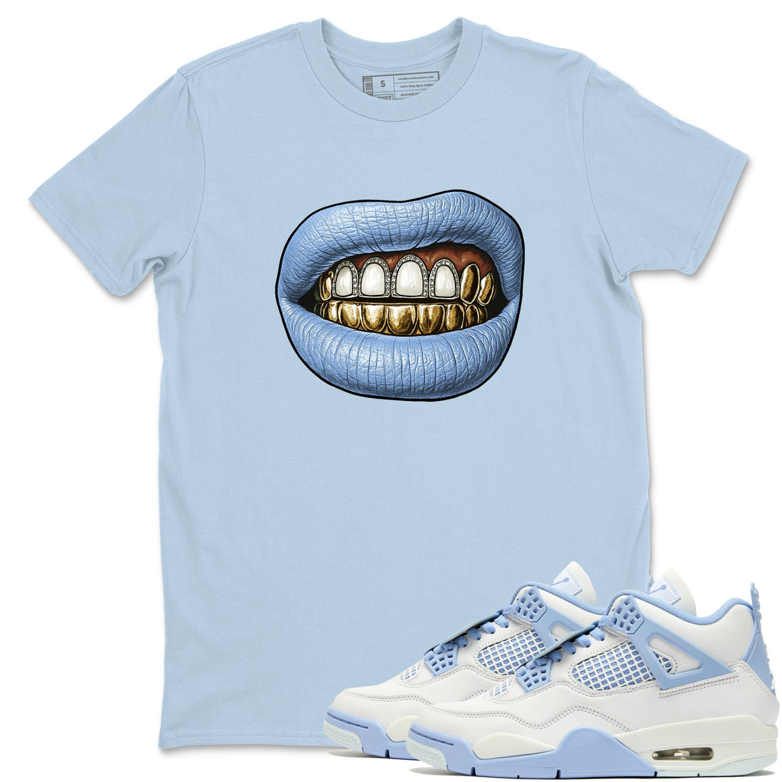 Diamond Teeth Sneaker Tees - Air Jordan 4 Forget Me Not