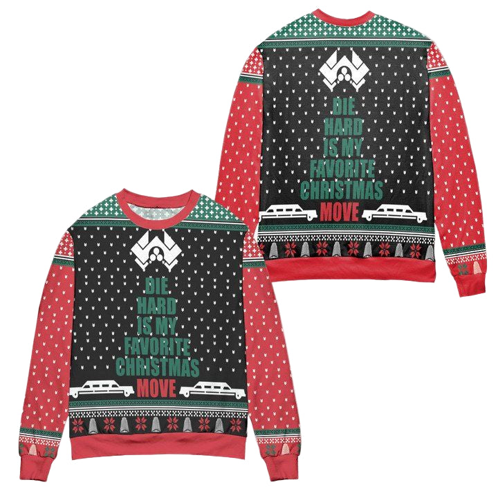 Die Hard Is My Favorite Christmas Move Nakatomi Plaza Ugly Christmas Sweater ? Black Red ? Usalast