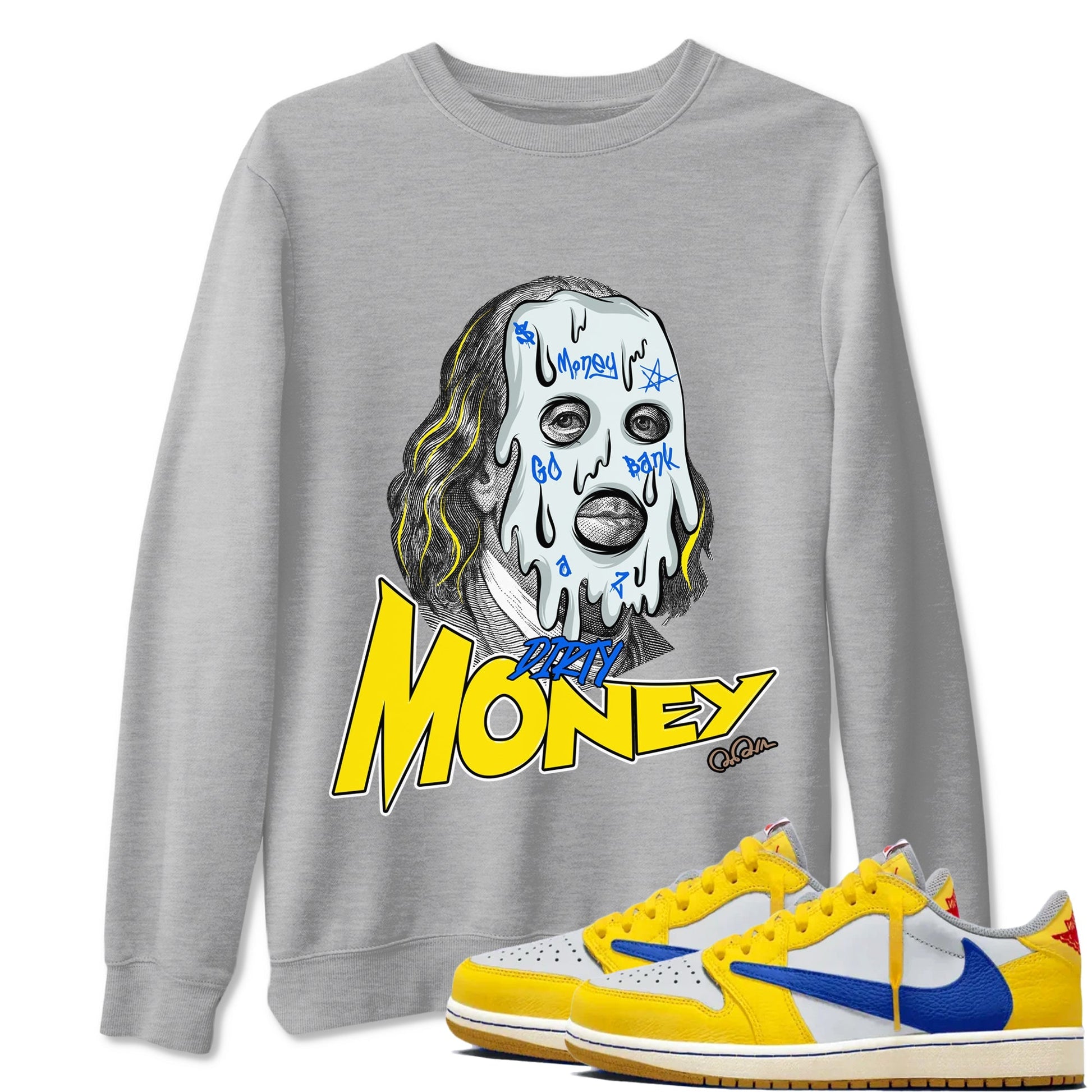 Dirty Money Sneaker Tees - Air Jordan 1 Travis Scott Canary