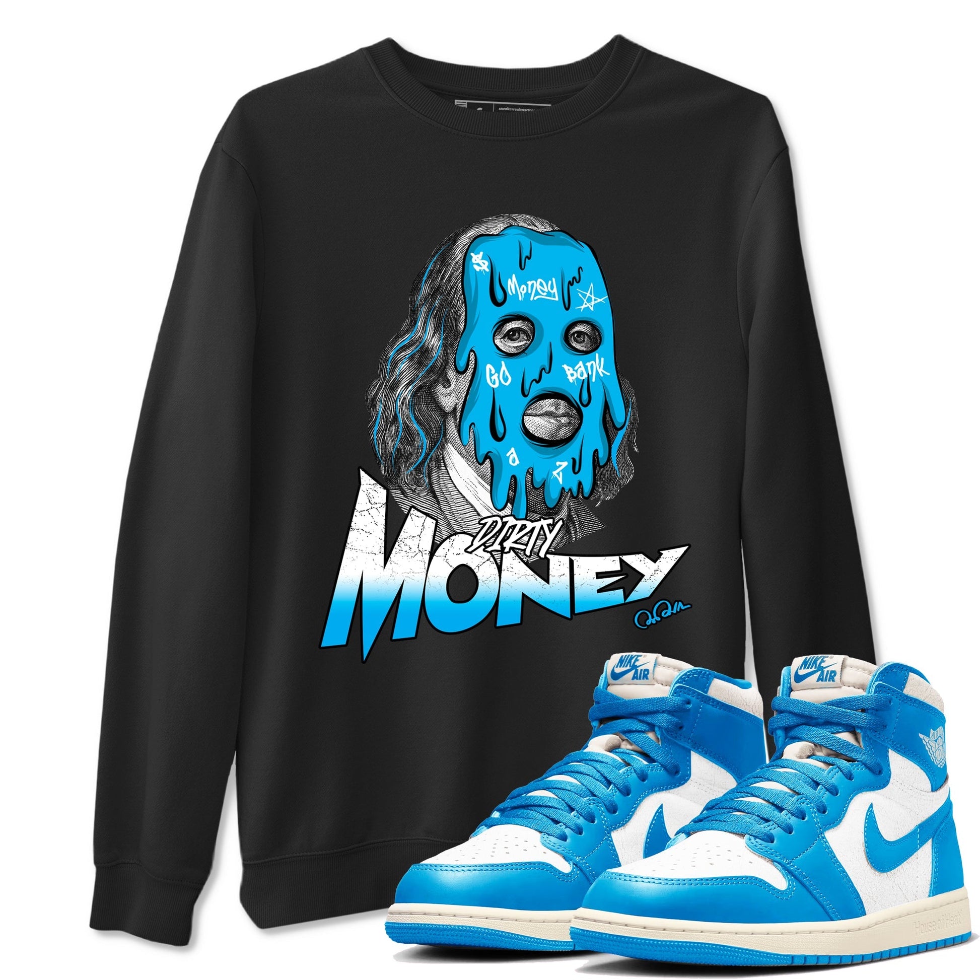 Dirty Money Sneaker Tees - Air Jordan 1 UNC Reimagined