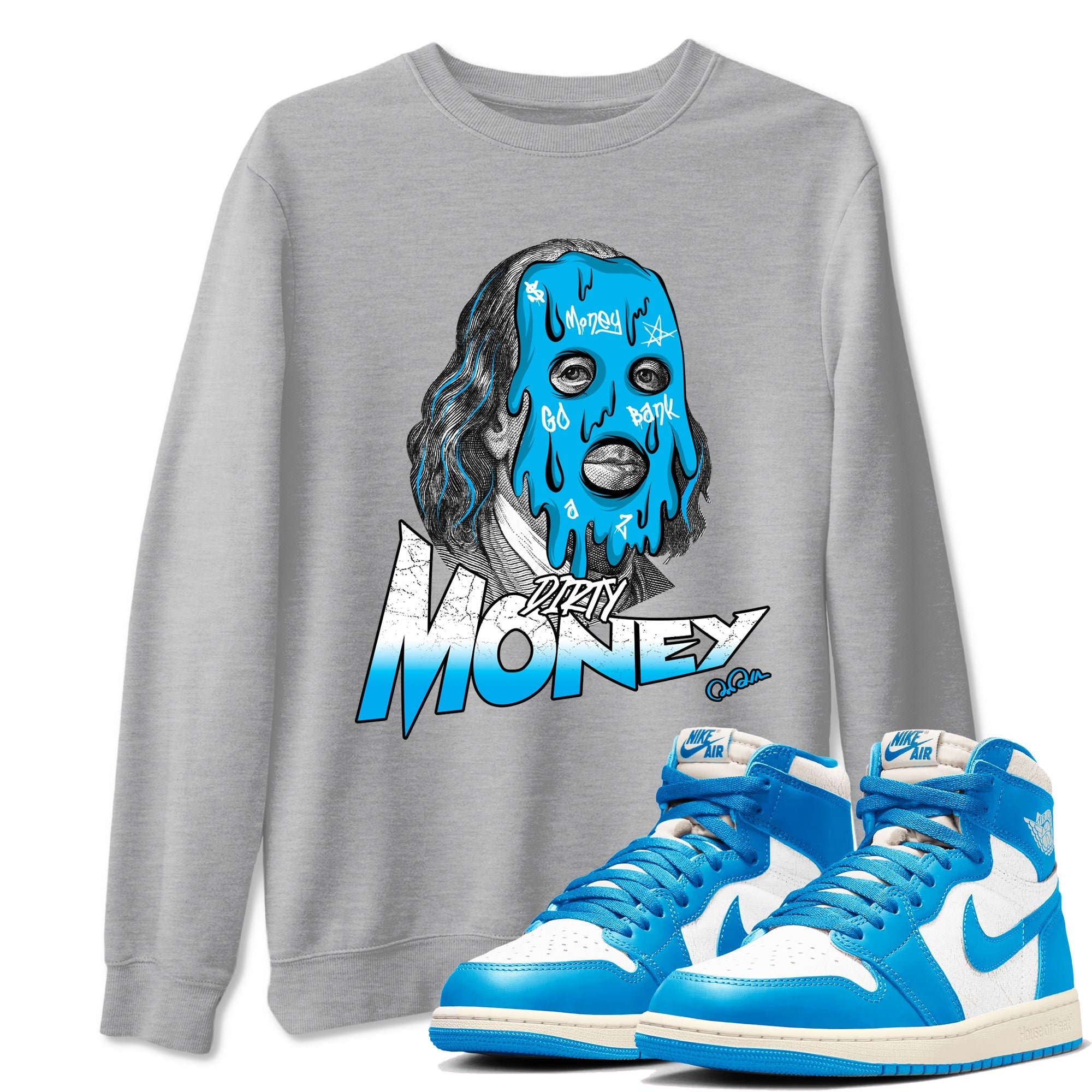 Dirty Money Sneaker Tees - Air Jordan 1 UNC Reimagined