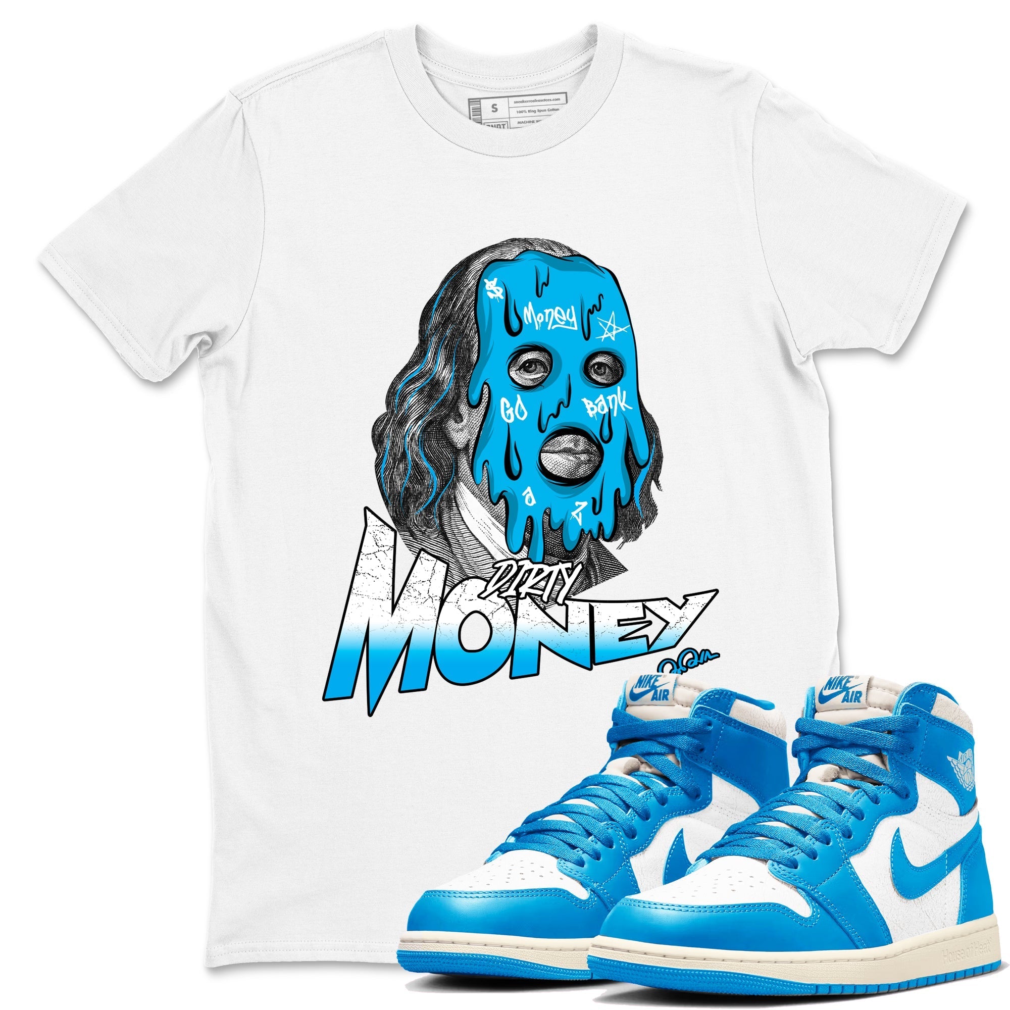 Dirty Money Sneaker Tees - Air Jordan 1 UNC Reimagined