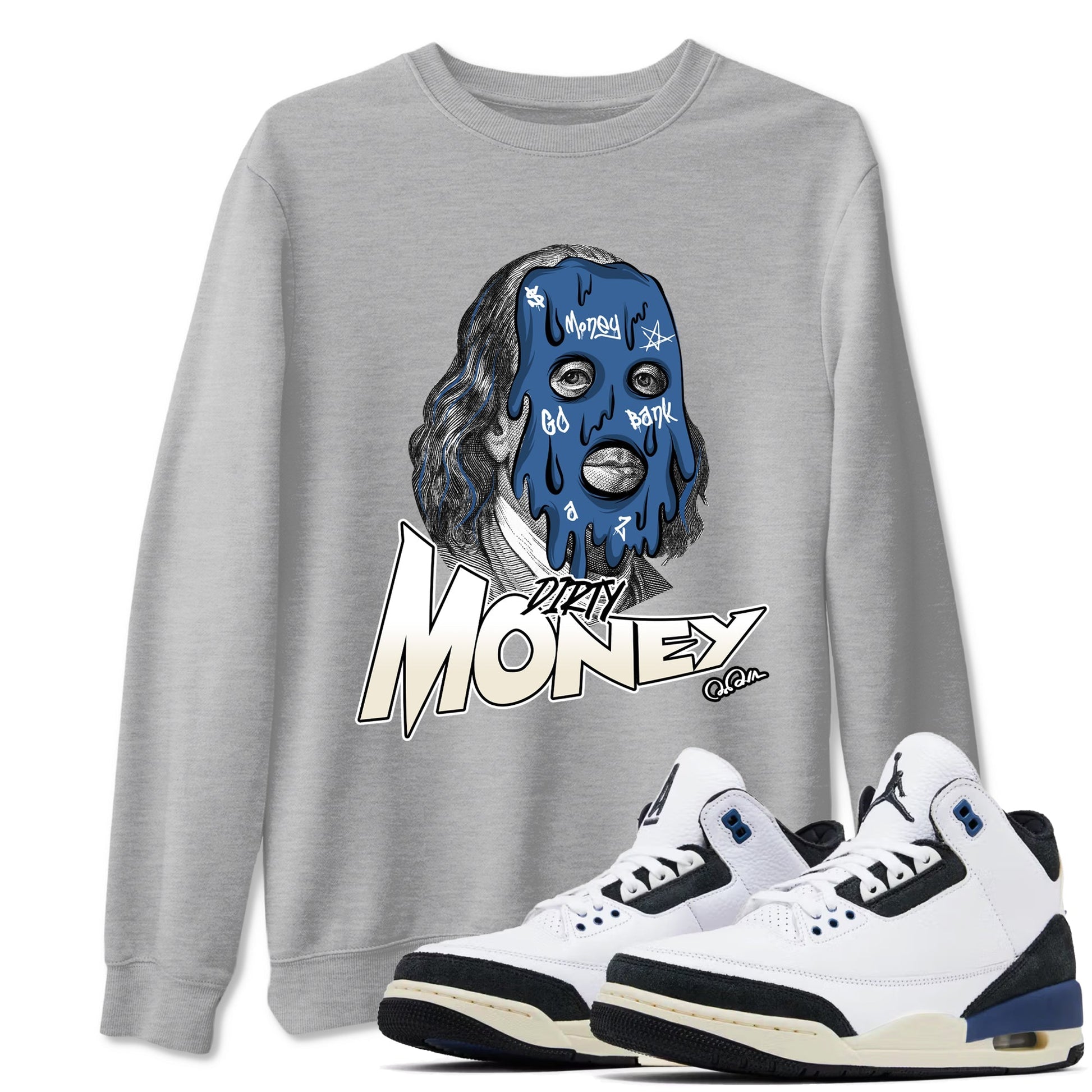 Dirty Money Sneaker Tees - Air Jordan 3 A Ma Maniere x Diffused Blue