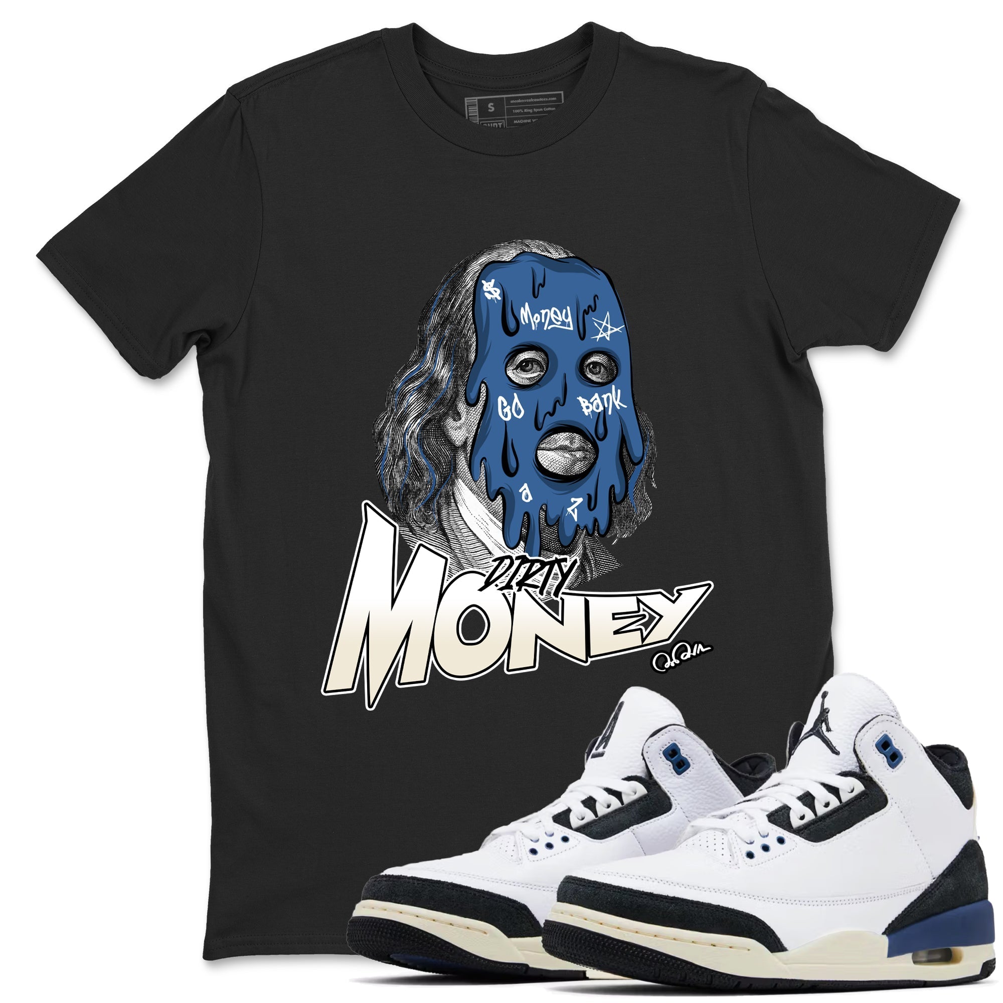 Dirty Money Sneaker Tees - Air Jordan 3 A Ma Maniere x Diffused Blue