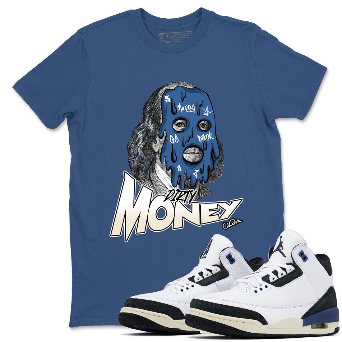 Dirty Money Sneaker Tees - Air Jordan 3 A Ma Maniere x Diffused Blue