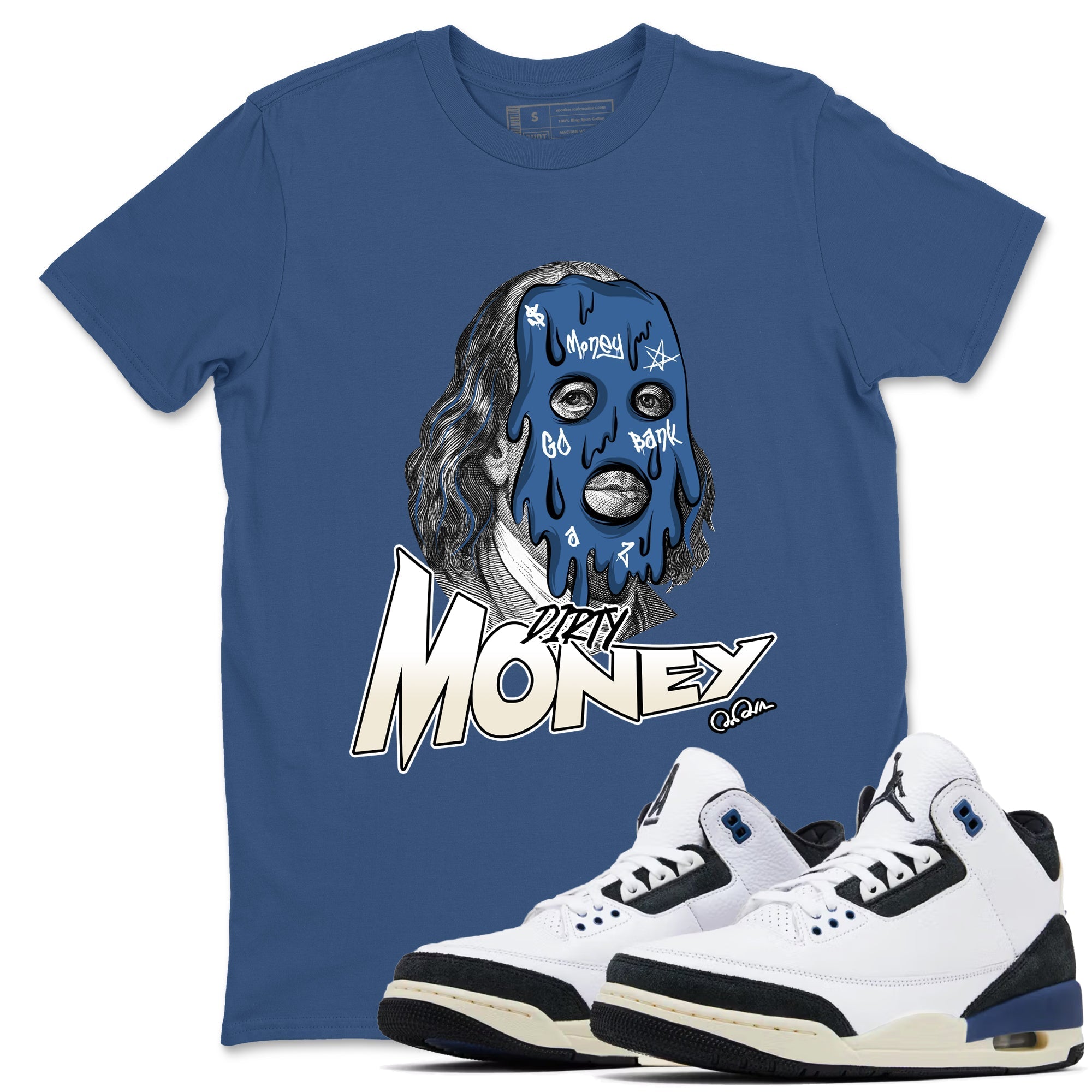 Dirty Money Sneaker Tees - Air Jordan 3 A Ma Maniere x Diffused Blue