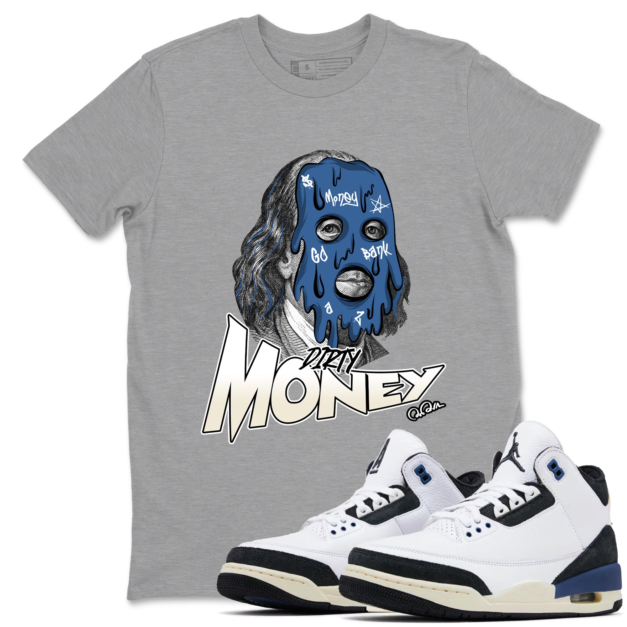 Dirty Money Sneaker Tees - Air Jordan 3 A Ma Maniere x Diffused Blue