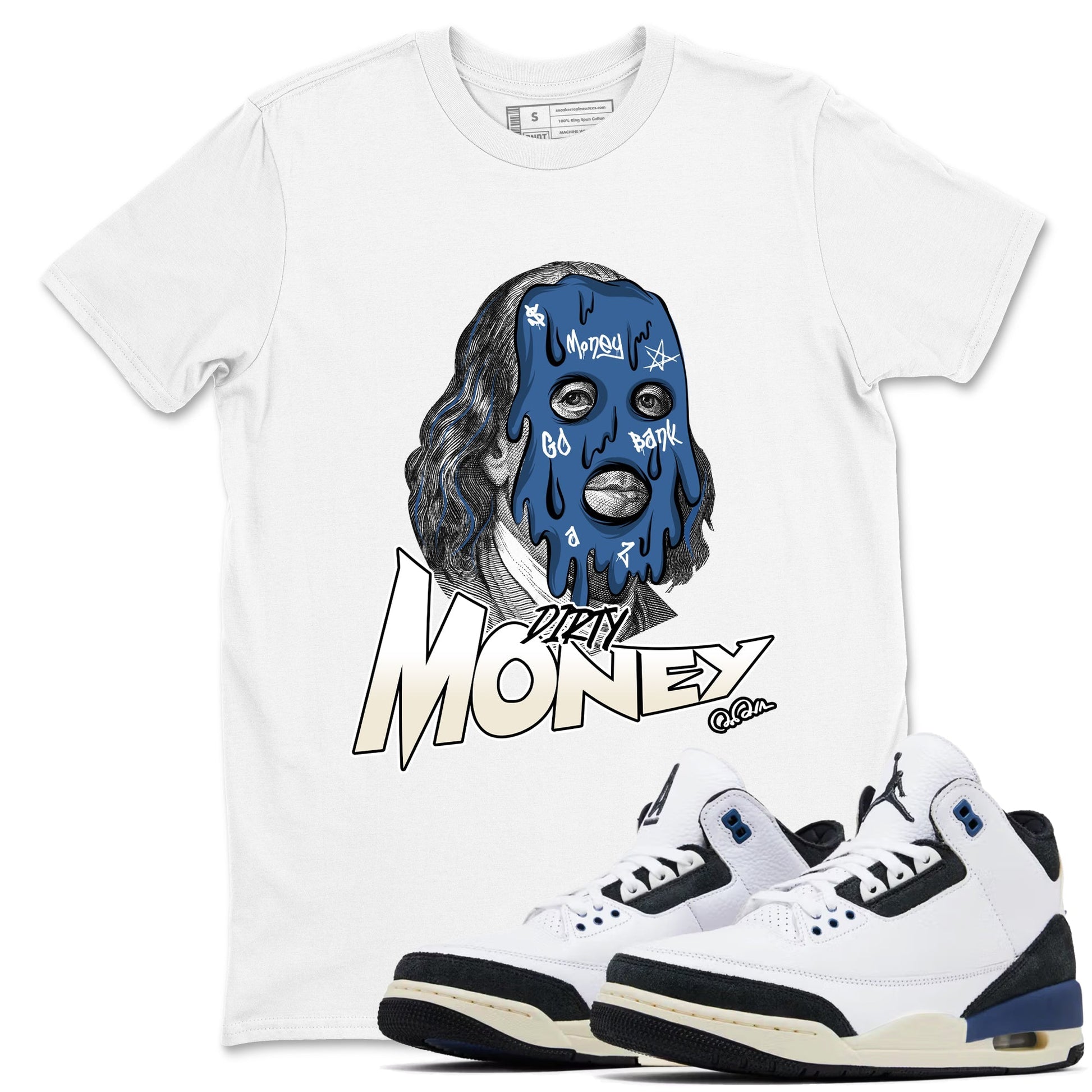 Dirty Money Sneaker Tees - Air Jordan 3 A Ma Maniere x Diffused Blue