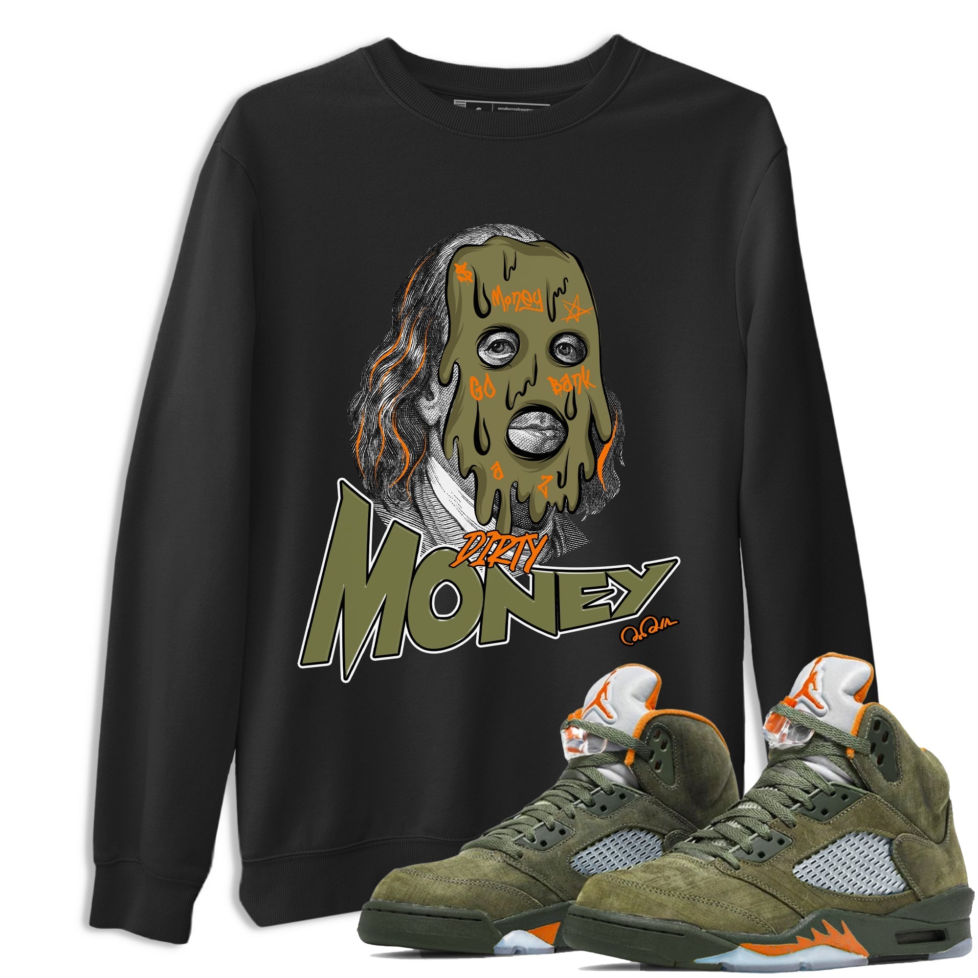 Dirty Money Sneaker Tees - Air Jordan 5 Olive