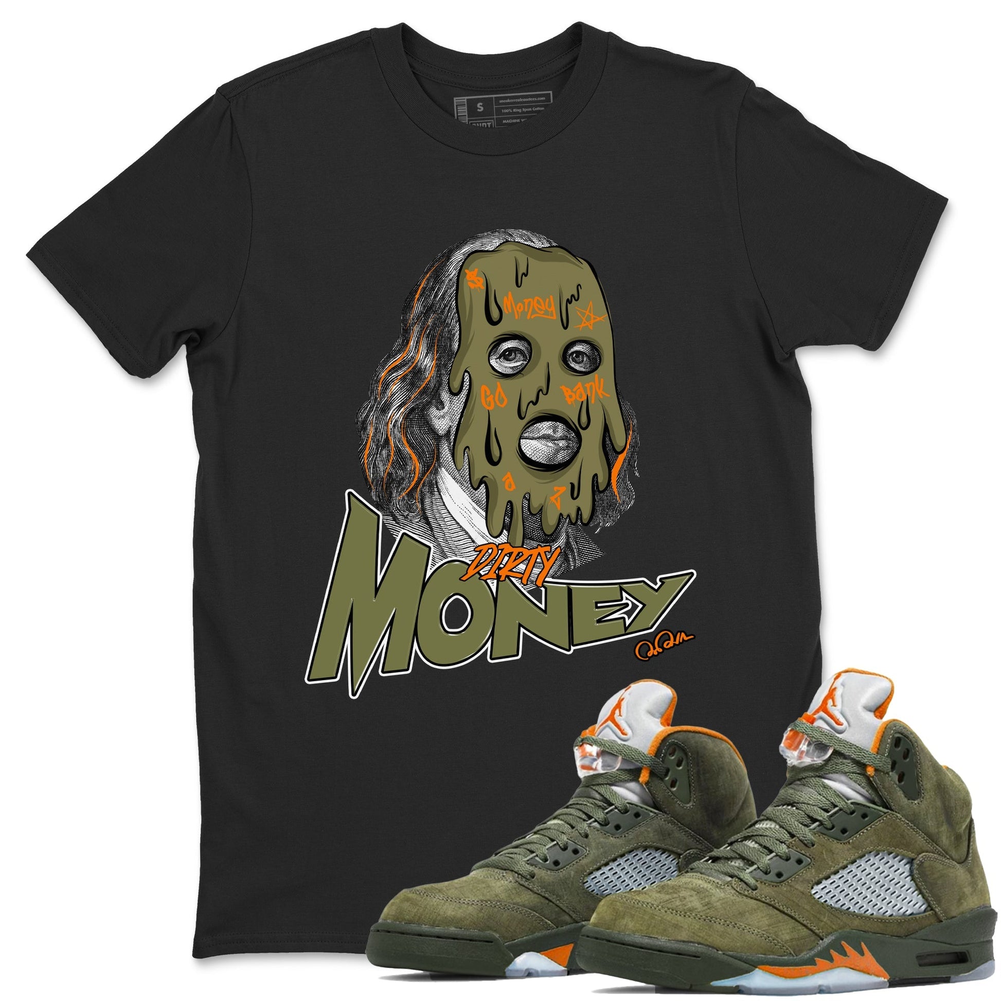 Dirty Money Sneaker Tees - Air Jordan 5 Olive