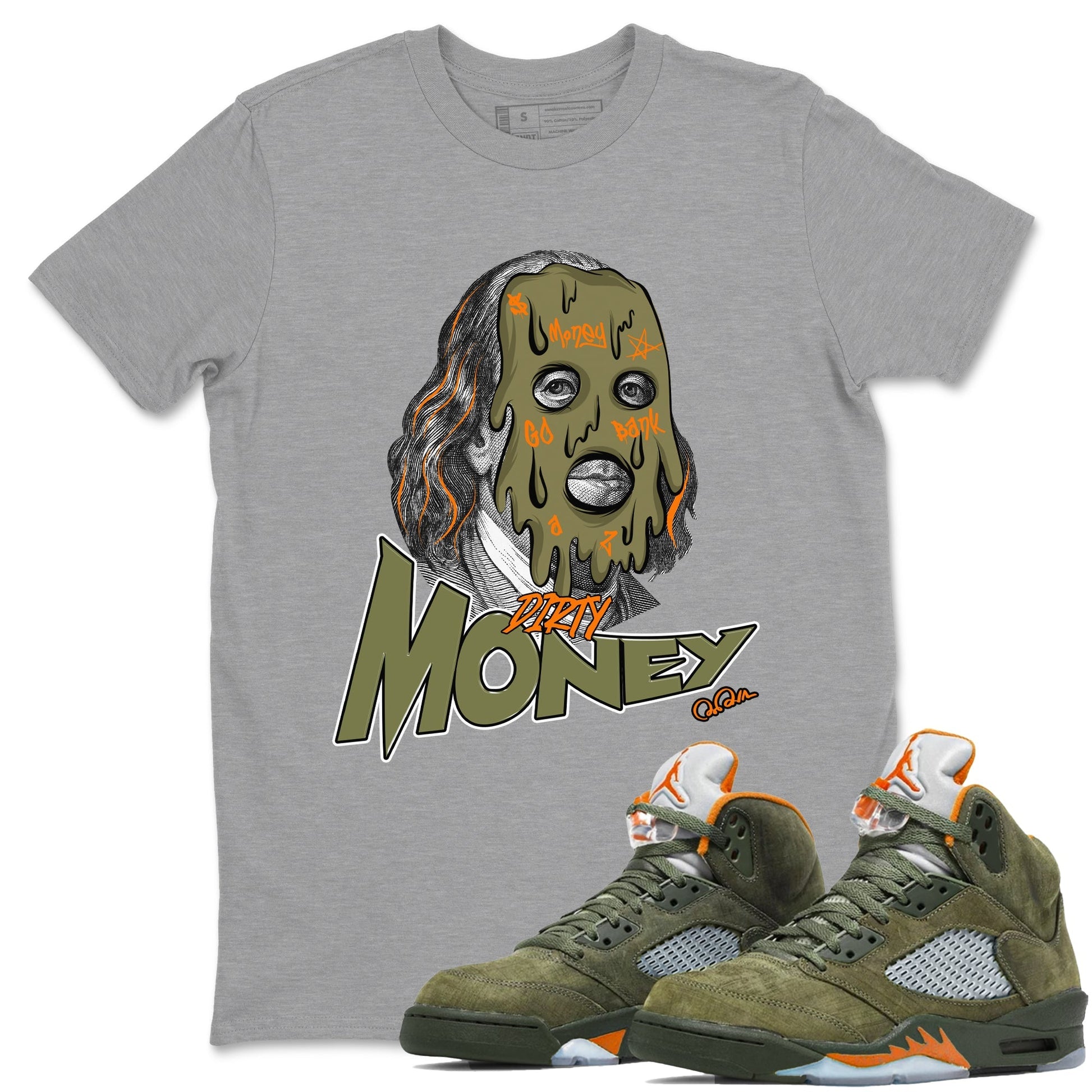 Dirty Money Sneaker Tees - Air Jordan 5 Olive