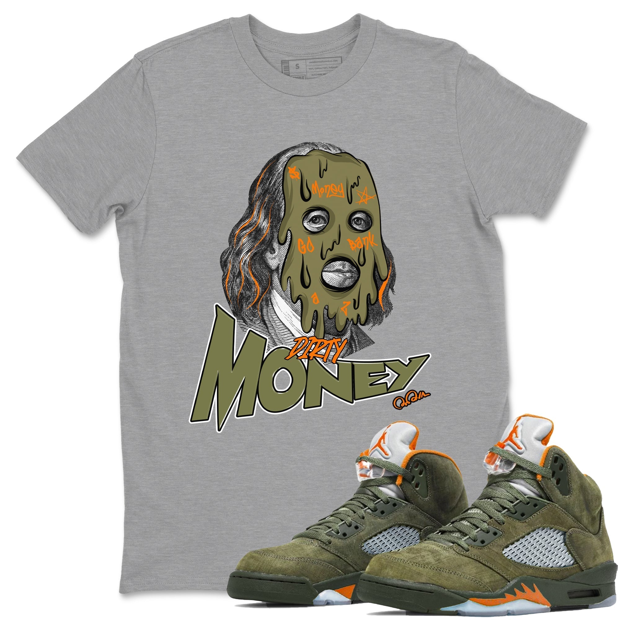 Dirty Money Sneaker Tees - Air Jordan 5 Olive