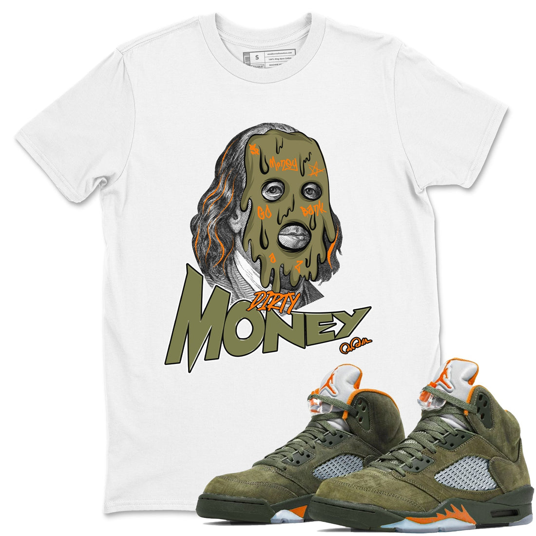 Dirty Money Sneaker Tees - Air Jordan 5 Olive