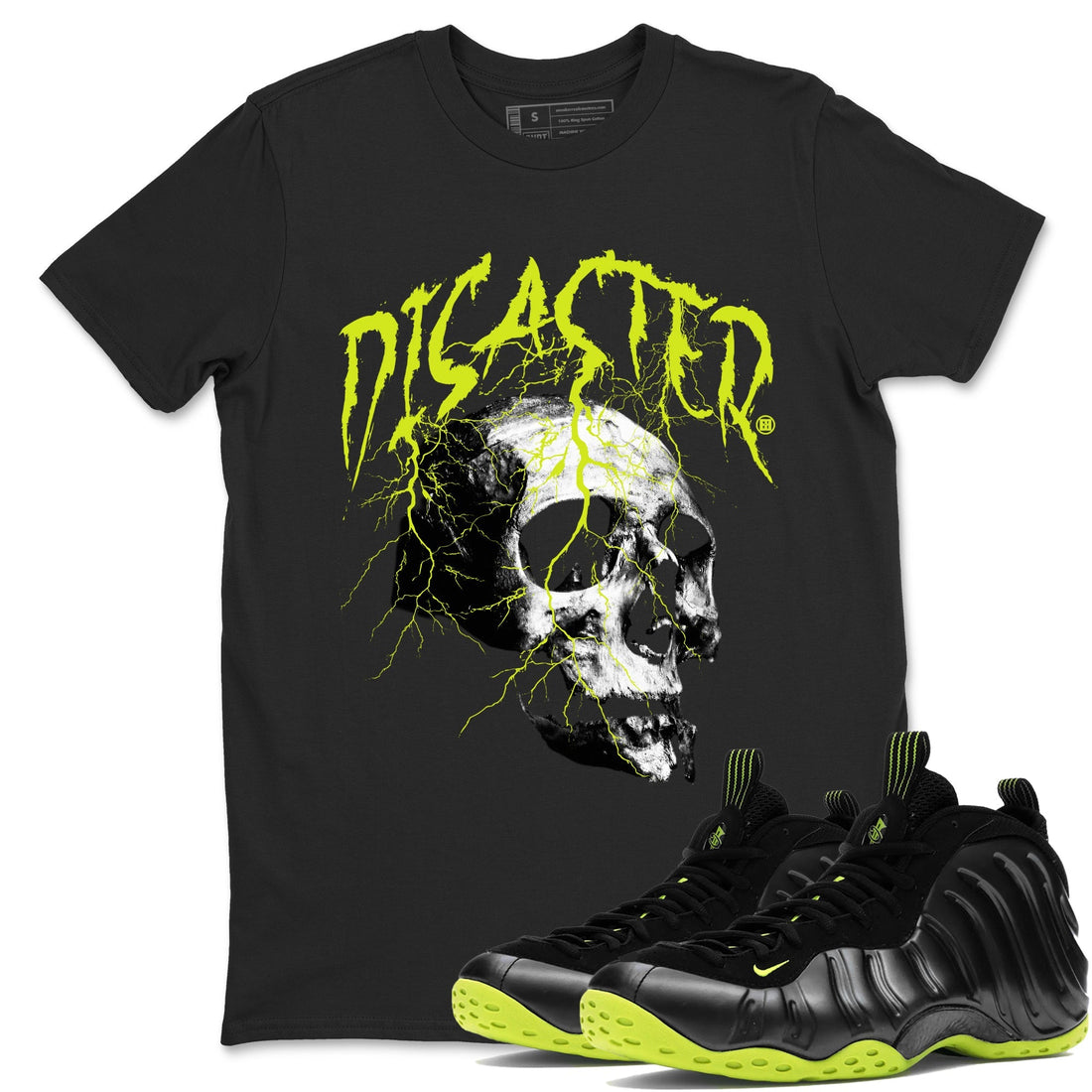 Disaster Skull Sneaker Tees - Air Foamposite One Black Volt