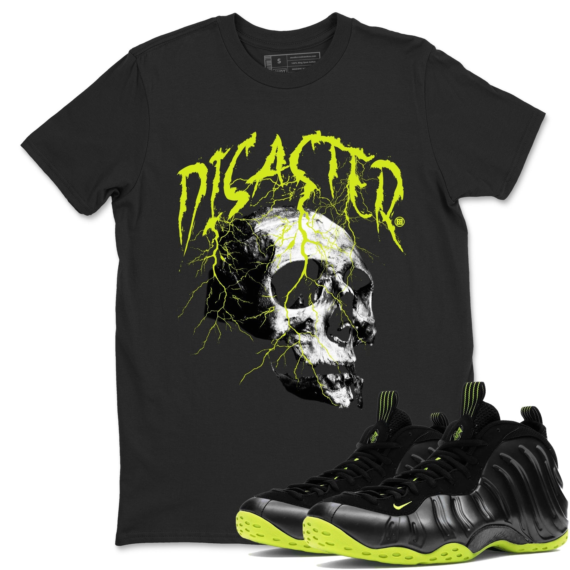 Disaster Skull Sneaker Tees - Air Foamposite One Black Volt