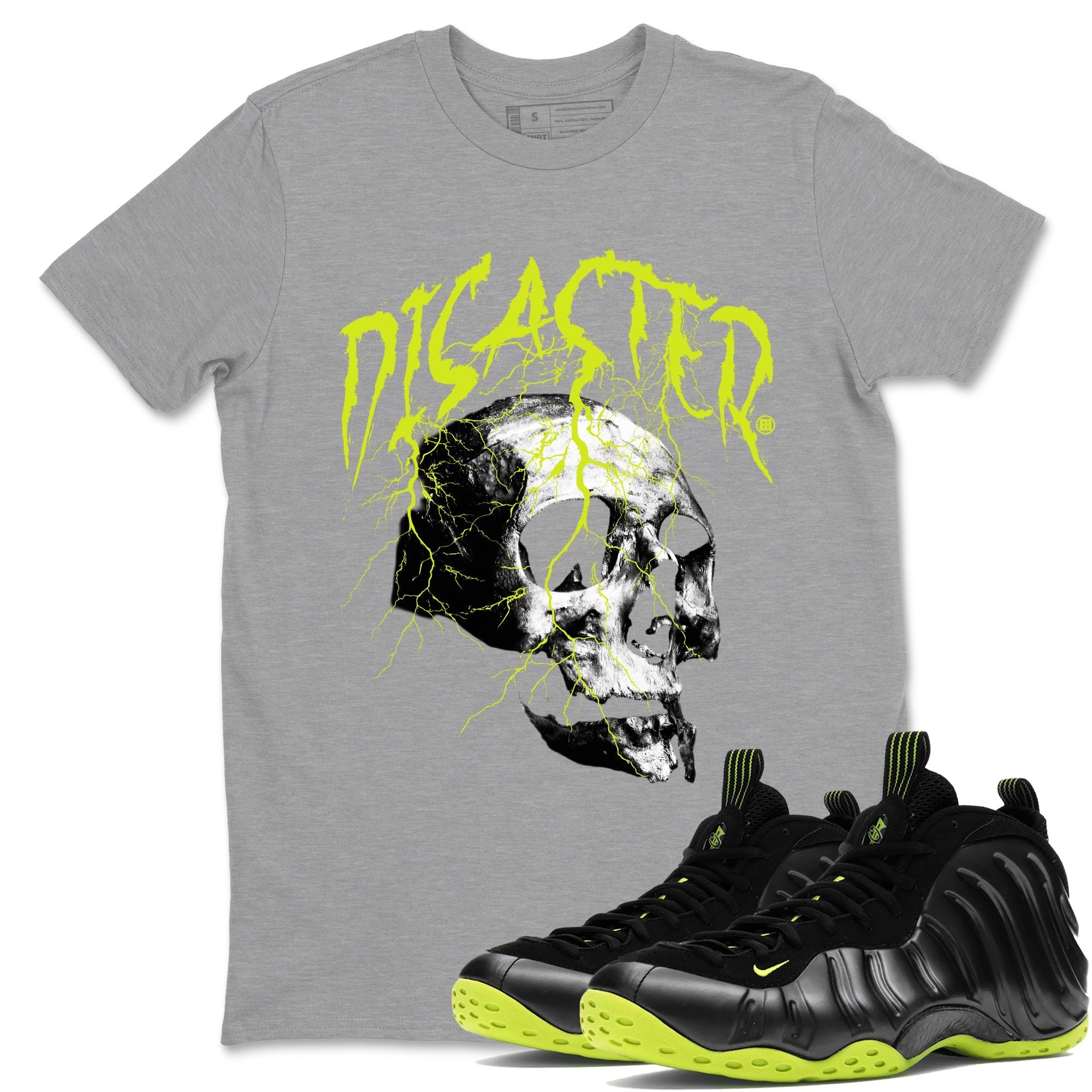 Disaster Skull Sneaker Tees - Air Foamposite One Black Volt