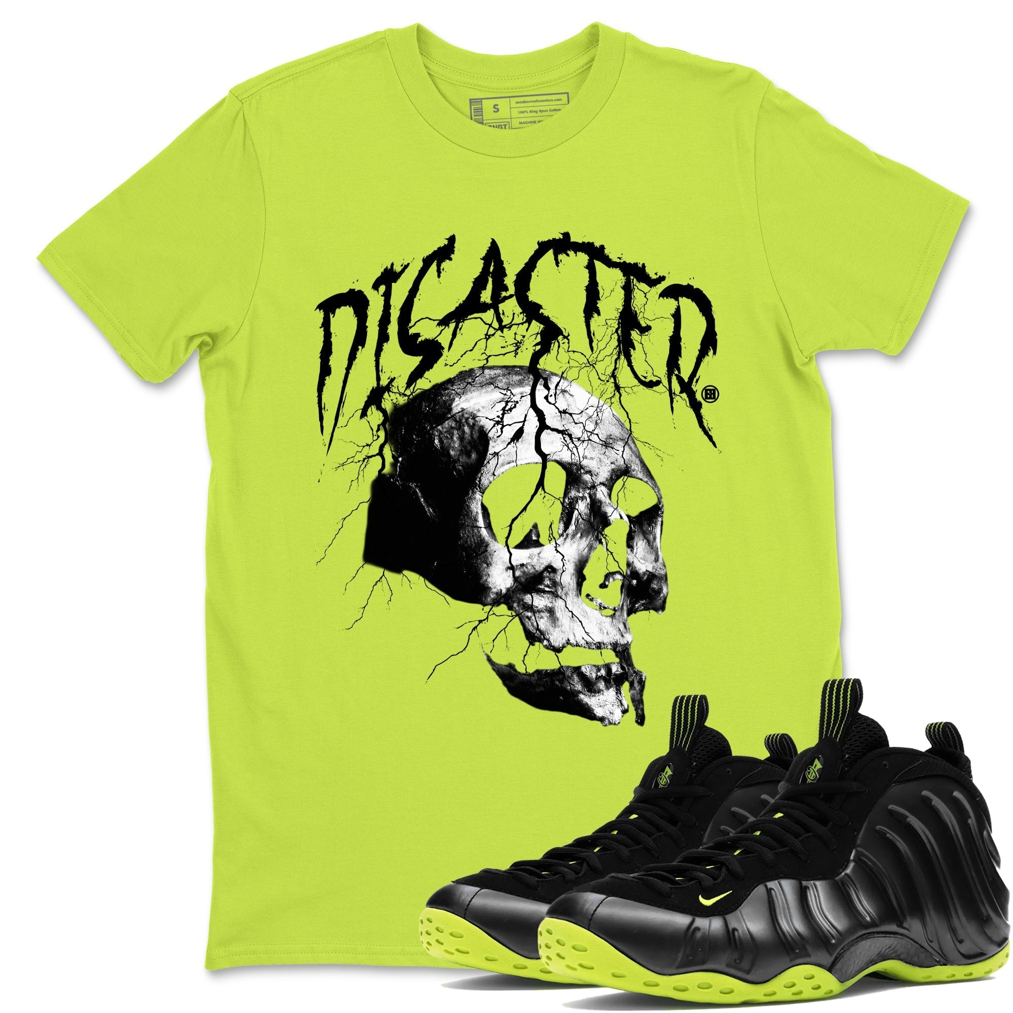 Disaster Skull Sneaker Tees - Air Foamposite One Black Volt