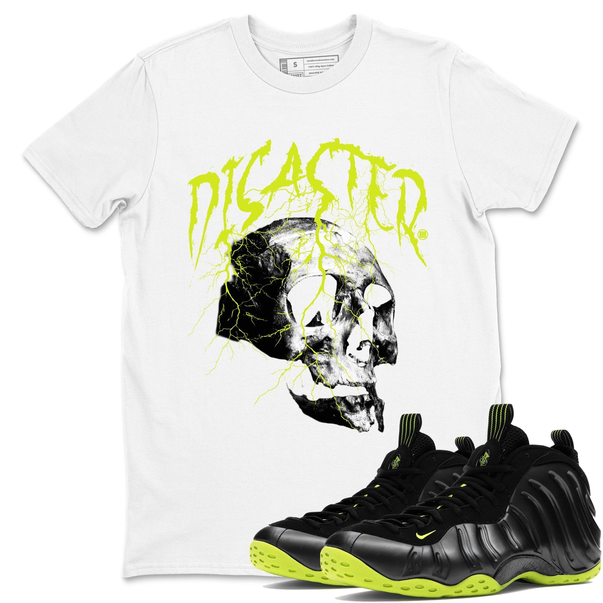 Disaster Skull Sneaker Tees - Air Foamposite One Black Volt