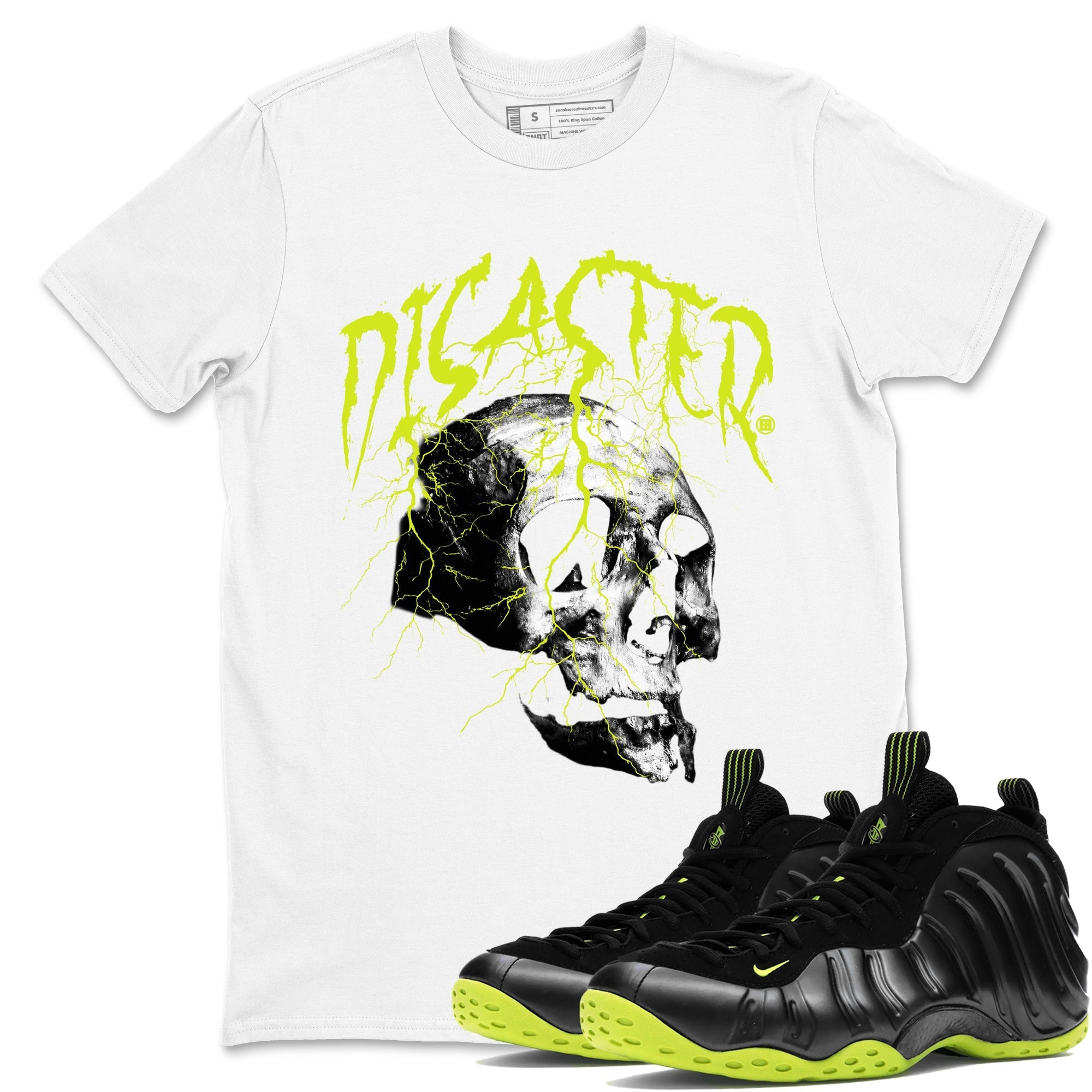Disaster Skull Sneaker Tees - Air Foamposite One Black Volt