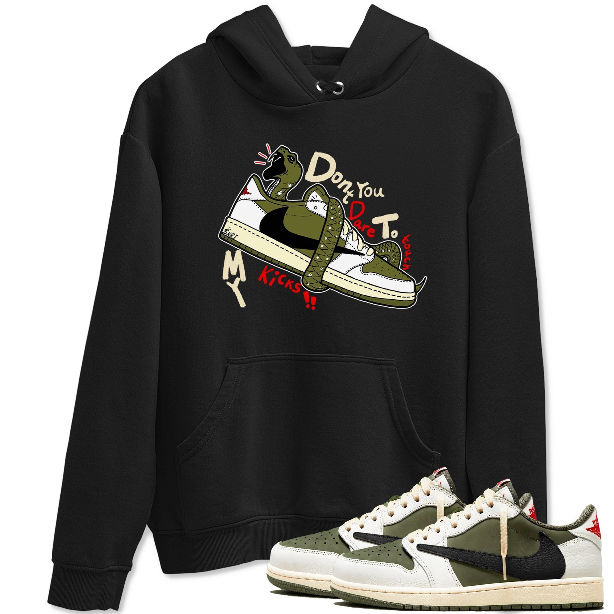 Don't Touch My Kicks Sneaker Tees - Air Jordan 1 Travis Scott Medium Olive