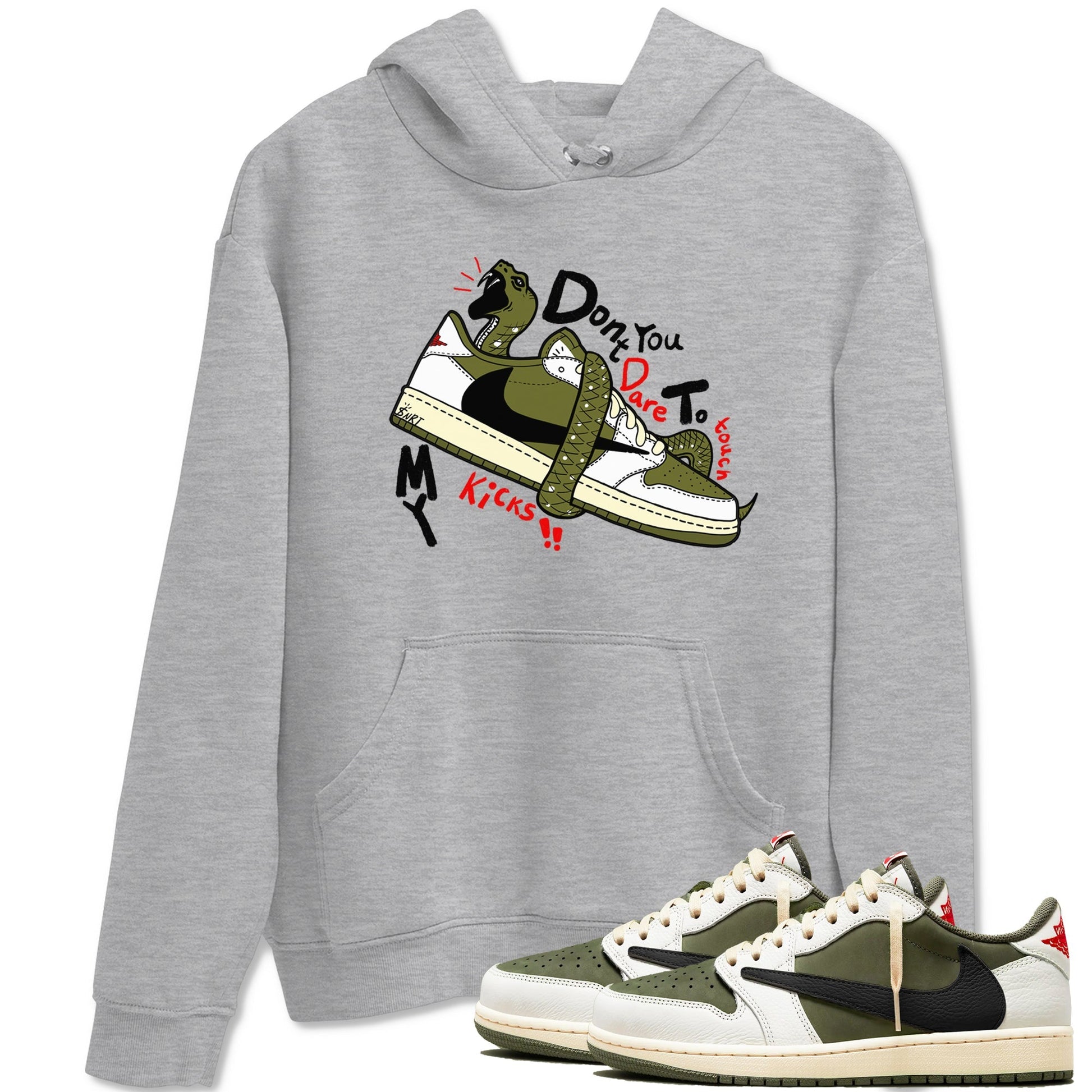 Don't Touch My Kicks Sneaker Tees - Air Jordan 1 Travis Scott Medium Olive