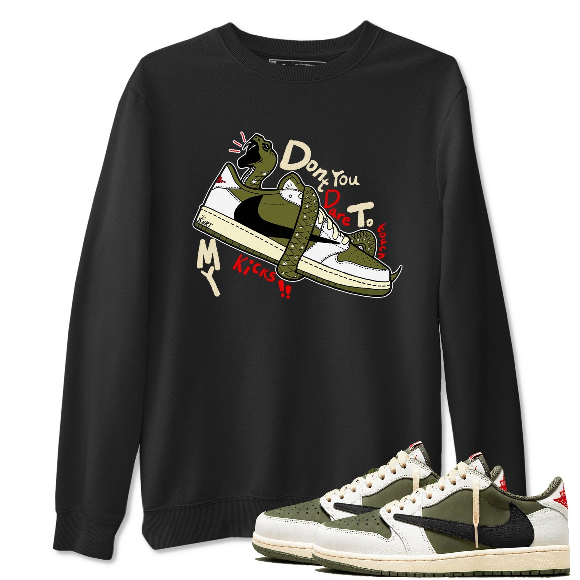 Don't Touch My Kicks Sneaker Tees - Air Jordan 1 Travis Scott Medium Olive